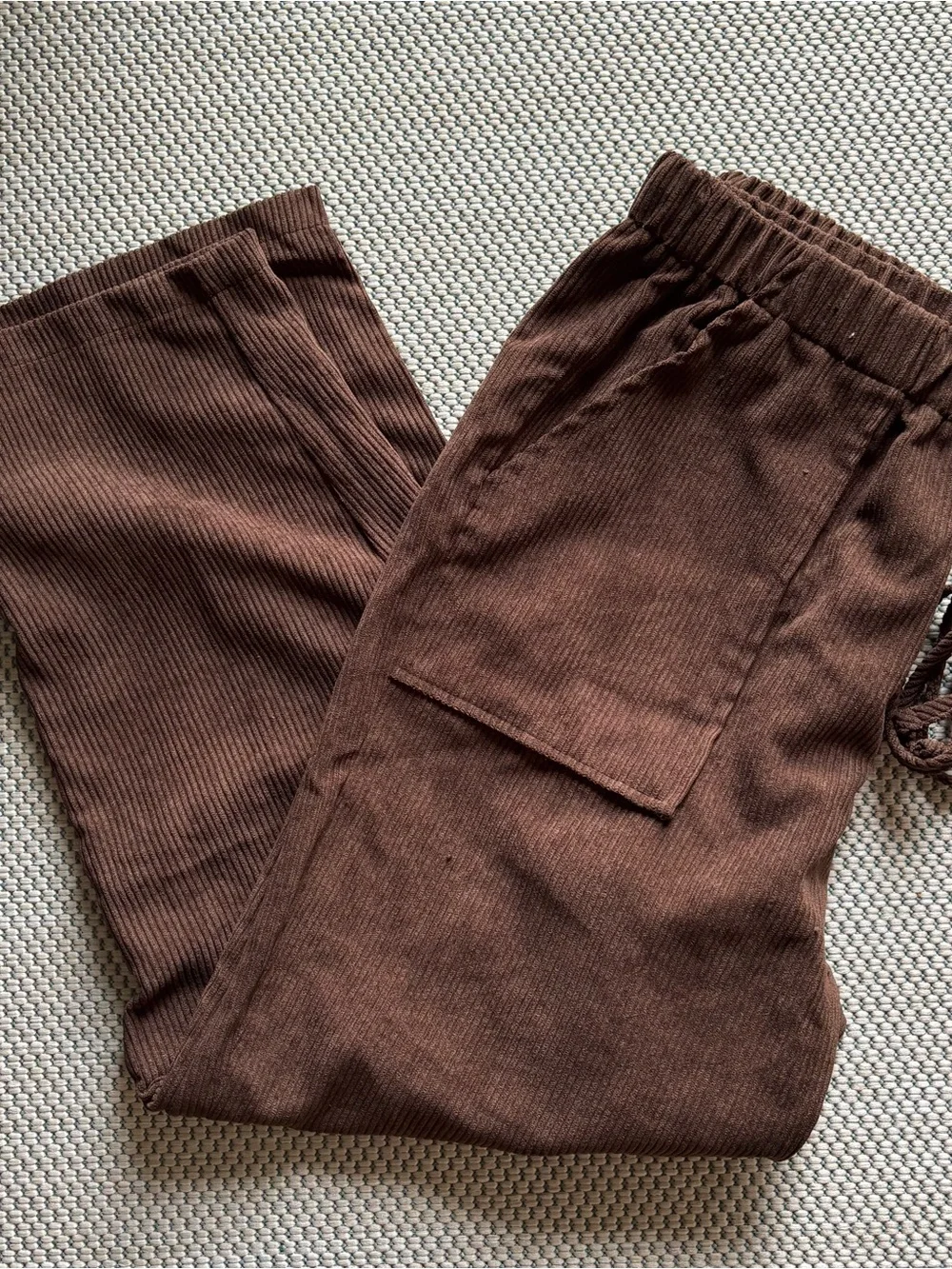Emery Rose Women’s Brown Wide Pants Size L Pockets Elastic Waist